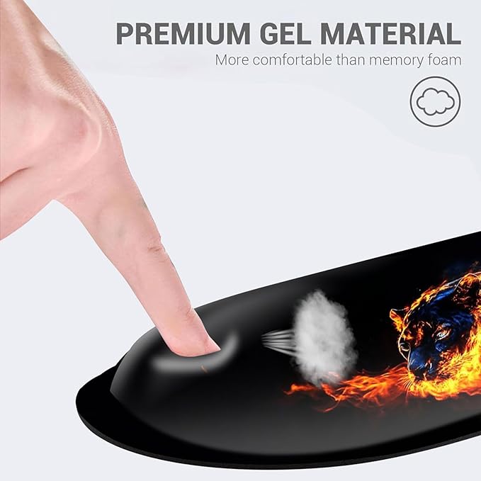 Desk Mat Mouse Pad with Wrist Rest 4-in-1 Large Mouse Pads for Desk Ergonomic Mouse Pad and Keyboard Wrist Rest Gaming Keyboard Mat for OfficeFire Tiger