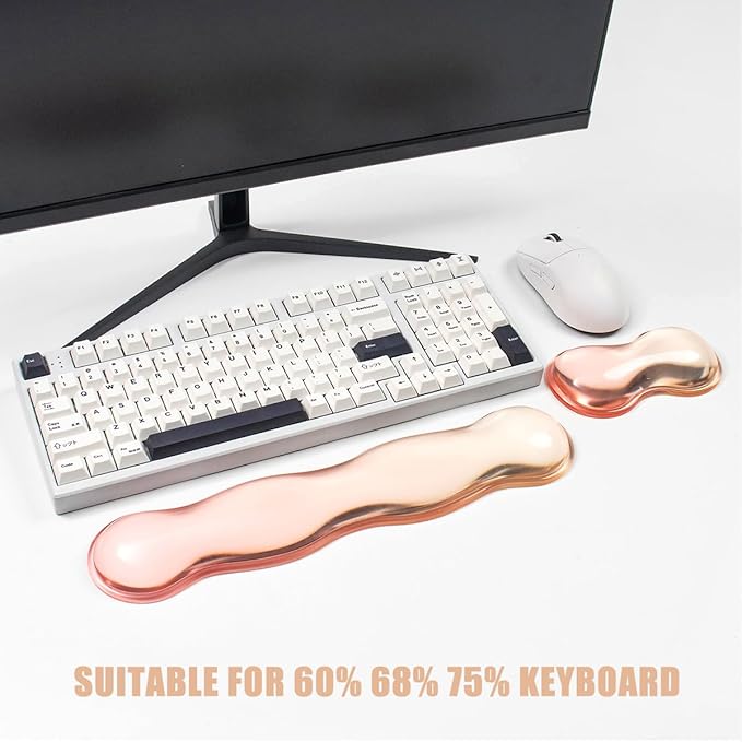Gel Keyboard and Mouse Wrist Rest Set – Clear Orange Wrist Rest for Computer Keyboard 60%/68%/75% Keyboard Cushion Comfort &amp Support for Typing and Gaming