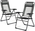 Office Chair Gaming Chair Computer Chair 2 Piece Folding Chair Adjustable Recliner with Headrest Garden Gray