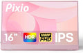 Pixio PX160 Wave Pink Portable Monitor 15.6 inch 60Hz FHD 1080p IPS Panel HDR Screen Cover Stand USB-C HDMI Laptop Screen Extender Portable Monitor for Laptop PC Console Phone