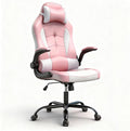 Pink Gaming Desk Chair PC Gaming Chair Gamer Chair Comftorable Ergonomic PU Leather Computer Office Chair with Lumbar Support Flip Up Arms High Back Executive Gaming Stuff for Girl Kids Adults