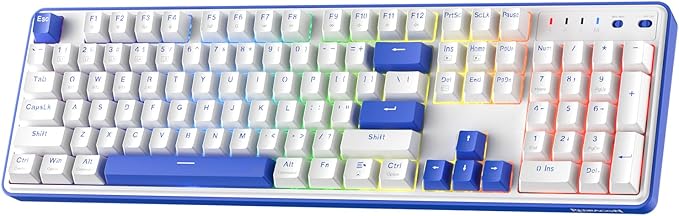 Redragon K685 PRO 104 Keys Wireless Gasket RGB Gaming Keyboard 3-Modes 100% Layout Mechanical Keyboard w/Hot-Swap Socket Sound Absorbing Pads &amp Linear Red Switch Klein Blue &amp Oia White