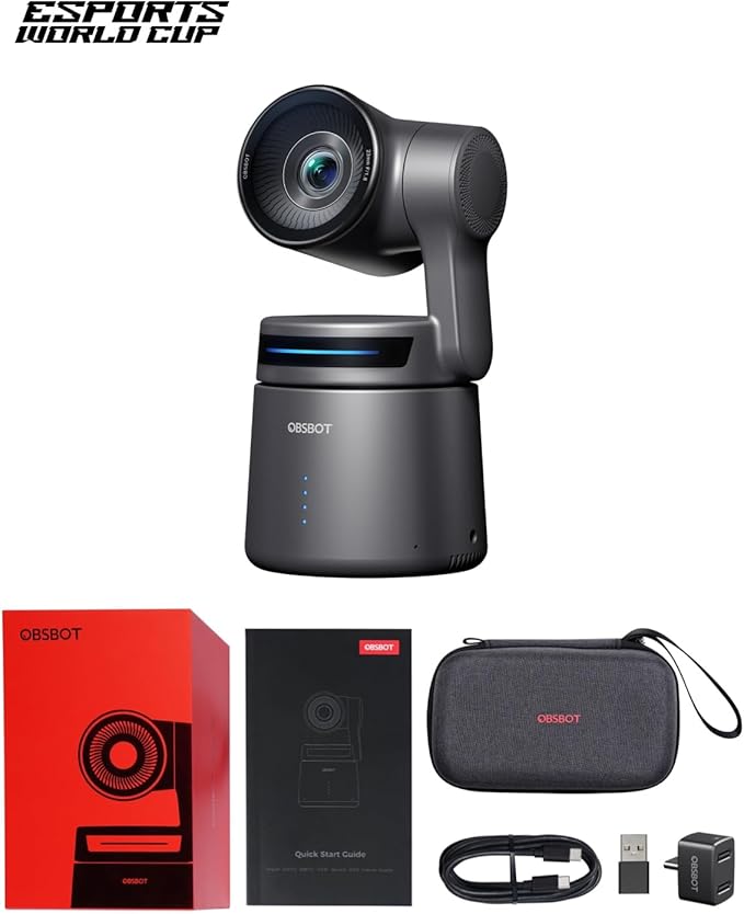 OBSBOT Tail Air NDI Streaming Camera 4K AI Tracking PTZ Camera with Intelligent APP Gesture Control HDMI/USB-C/Wireless Webcam Video Camera Live Stream for YouTube Church Worship Creator etc.