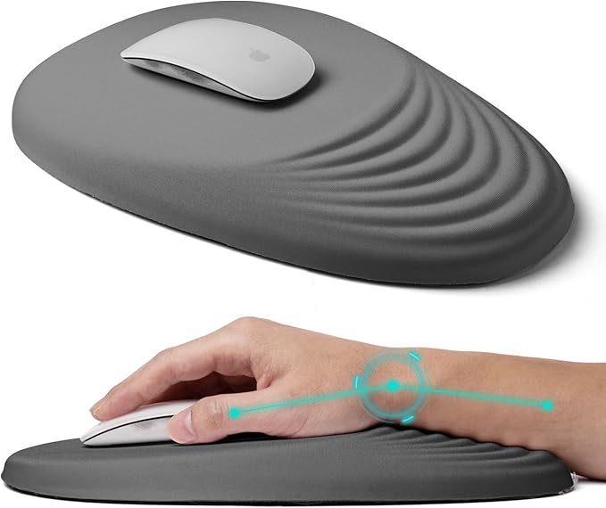 Ergonomic Mouse Pad with Wrist Rest SupportMousepad Relief Carpal Tunnel Pain Entire Memory Foam Mouse Pad with Non-Slip PU Base Wireless Mouse Pad Gray