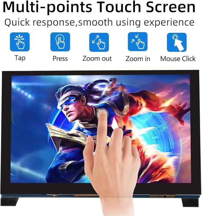 7 Inch Touchscreen MIPI DSI Display Compatible with Raspberry Pi 5/4/3/B+/A+ 800x480 Pixel Capacitive Screen Driver-Free DSI Port