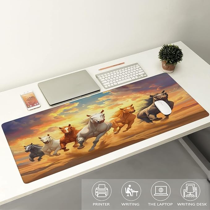 Large Fun Horse Animals Mouse Mat Computer Mousepad with Non-Slip Rubber Base Waterproof Mouse Pad Desktop Keyboard Pad for GamerHome School Laptop Office Accessories16x35.5in