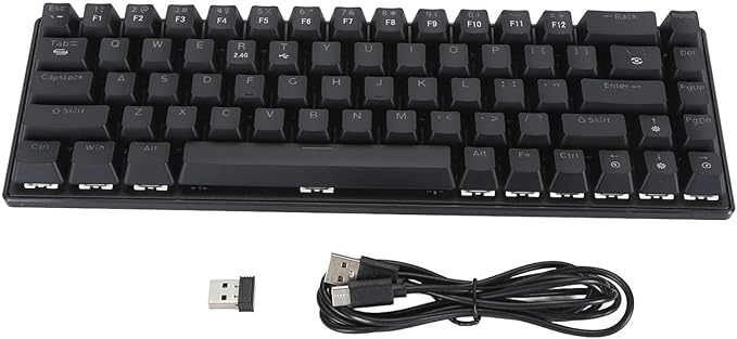 Mechanical Keyboard 2000mAh Blue Switches 3 Modes 2.4G Gaming Mechanical Keyboard for Smartphones for Tablets (Black)