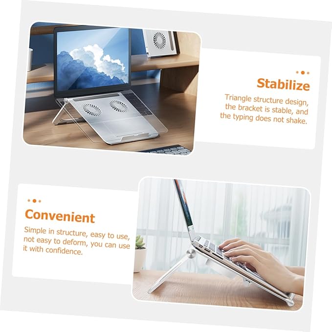 Laptop Cooling Rack with Dual Fans Lightweight Foldable Laptop Stand with Non Slip Silicone Support Portable Notebook Cooler for Travel and Business Use