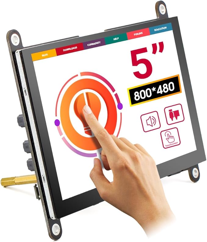 ELECROW 5 Inch Touch Screen Monitor LCD Display 800×480 Mini Touchscreen HDMI-Compatible &amp USB Powered with Speakers for Raspberry Pi 5/4/4B/3/3B BB Black Banana Pi Windows 10/8/7 Game Consol