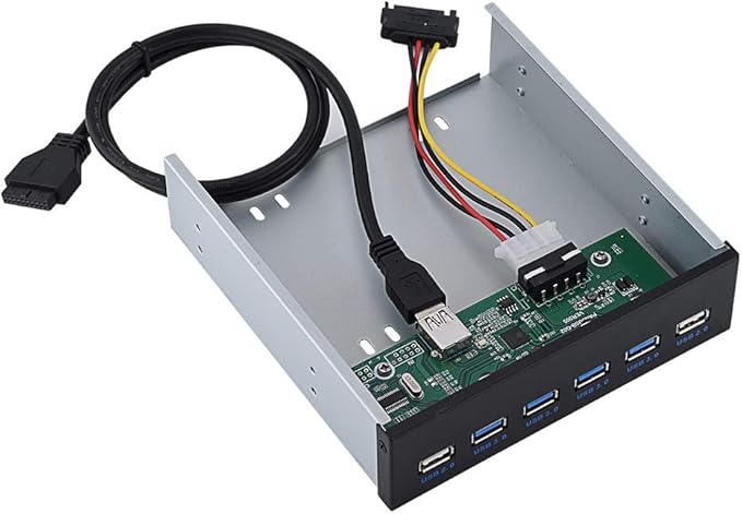 USB 3.0 Front Panel Hub Optical Drive 5.25 Inch Panel Computer Expansion Board with 4-Port USB3.0 &amp 2-Port USB 2.0 &amp 19pin Cable &amp SATA Cable