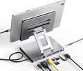 Aluminum Stand with 9-in-1 Type C Dock100W PD4K HDMI Foldable for iPad Pro/Air All-in-One Docking Station &amp Adjustable Holder USB 3.0/Ethernet/SD Reader