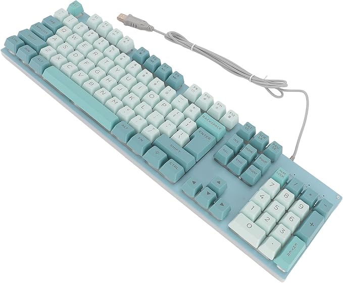 Sorandy Wired Mechanical Gaming Keyboard USB Lighted Full Size Large Keyboard with Backlit Rainbow Backlit for PC Laptop (Sky Bluish White)