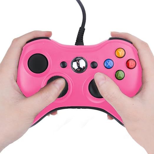 Qblahip USB Wired Vibration Gamepad for Xbox 360 Console and for Windows 10 8 7 PC (Pink)