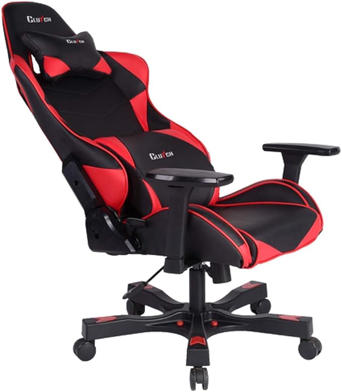 Clutch Chairz Crank Series Gaming Chair - Premium Ergonomic Design Lumbar and Head Support Pillows - Black/Red