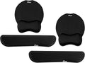 iFine Upgrade Enlarged Superfine Fibre Soft Smooth Memory Foam Ergonomic Mouse Pad &amp Keyboard Wrist Rest for Desktop Mac Gaming or Office Stress Free Typing (Black Two Sets)