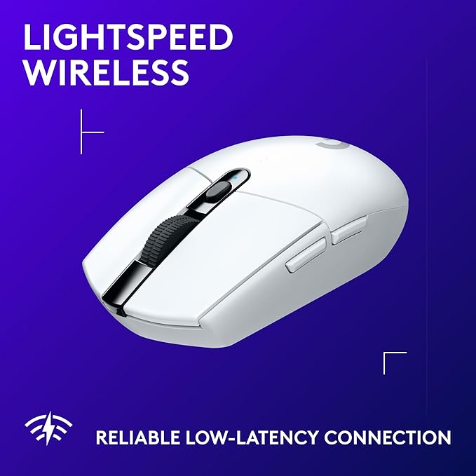 Logitech G305 Lightspeed Wireless Gaming Mouse Hero Sensor 12000 DPI Lightweight 6 Programmable Buttons 250h Battery On-Board Memory Compatible with PC Mac - White