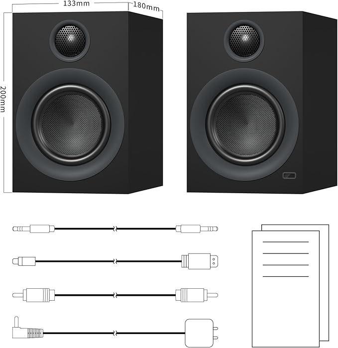 Bluetooth Bookshelf Speakers 75W Powered Active Speaker with 4 Inch Woofer HiFi Speaker with aptX Bluetooth USB for Home Studio Gaming Set of 2 Black