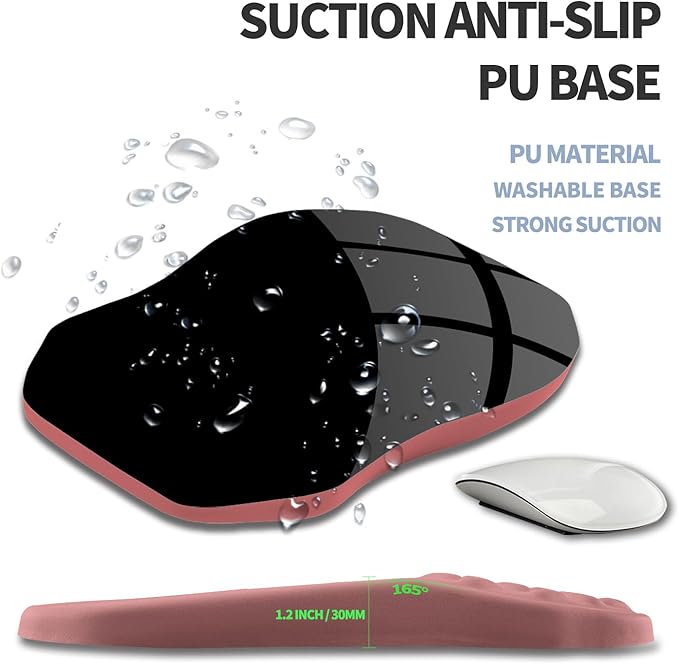 Ergonomic Raised Mouse Pad Wrist Support with Bilateral Slope Memory Foam Mousepad for Wrist Rest and Carpal Tunnel Pain Relief 11.8x7.9〃 Salmon Pink