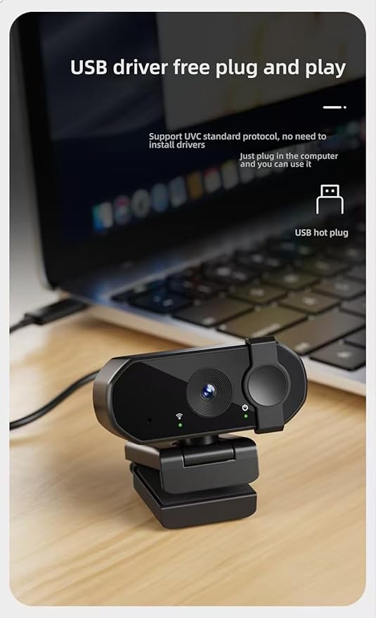 HD Webcam 1080P/2K/4K USB Multiple Mounting Options for Desktop &amp Laptop Plug and Play Facial Recognition Video Conferencing