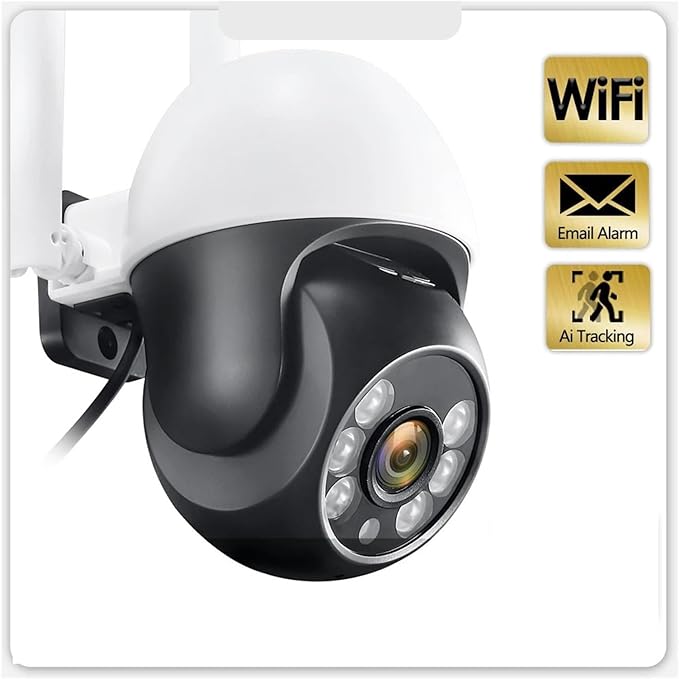 IP Camera P2P 1080P HD WiFi Color Night Vision Auto Tracking Surveillance Webcam Outdoor Security Monitor(EU PlugCamera Add 32G)