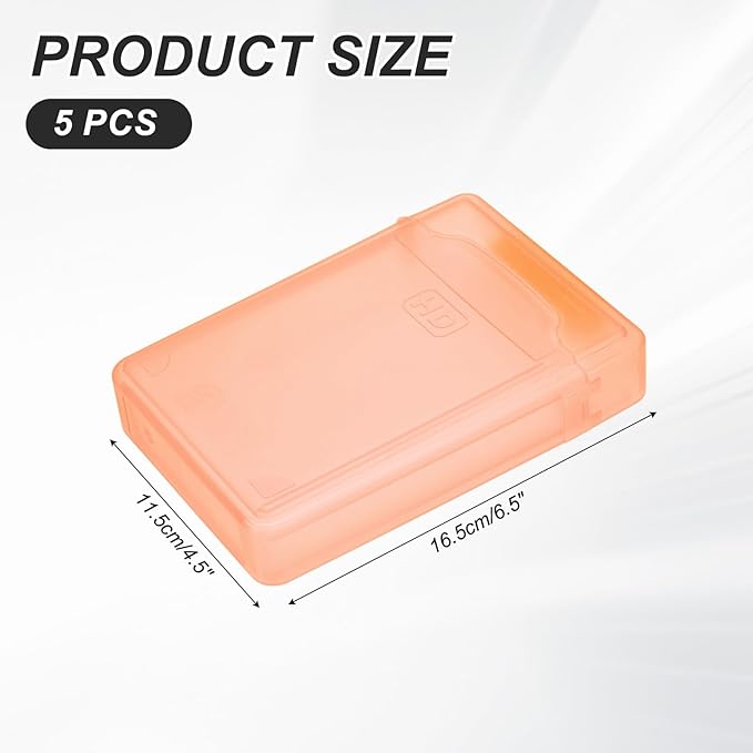 PATIKIL 6.5 x 4.5 Hard Drive Disk Case 5Pcs Plastic Hard Disk Storage Box Portable Anti-Static Case for 3.5 External SSD HDD Orange