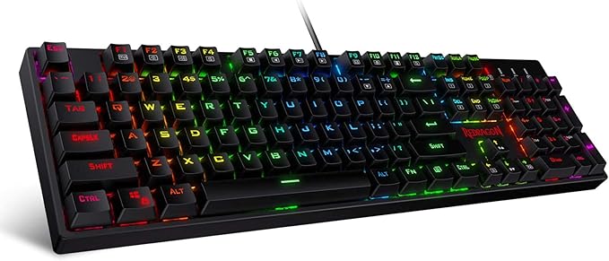 Redragon K582 RGB Mechanical Gaming Keyboard 100% 104 Keys Standard Layout Gaming Keyboard with Double-Shot ABS Keycaps Dynamic 16.8M RGB Backlit &amp Linear Red Switch Redefine Software Supported