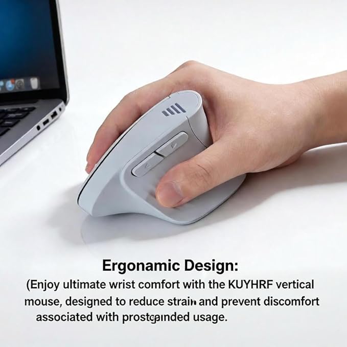 Bluetooth Wireless Dual-Mode Vertical Mouse - Silent Click Ergonomic Comfort for Office &amp Home Use Rechargeable with LED Breathing Light Compatible with Multiple Devices (Blue)