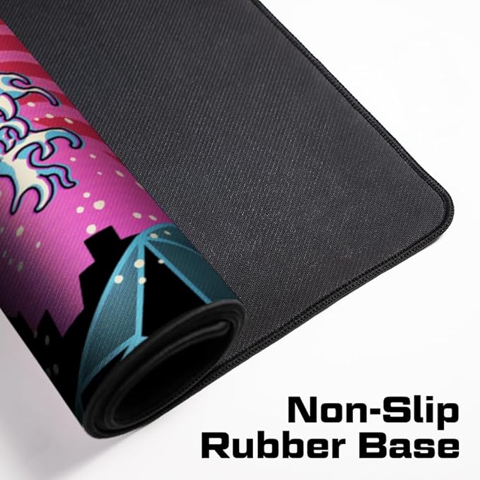 Retro Wave Gaming Desk Mat – Large Extended Mouse &amp Keyboard Pad