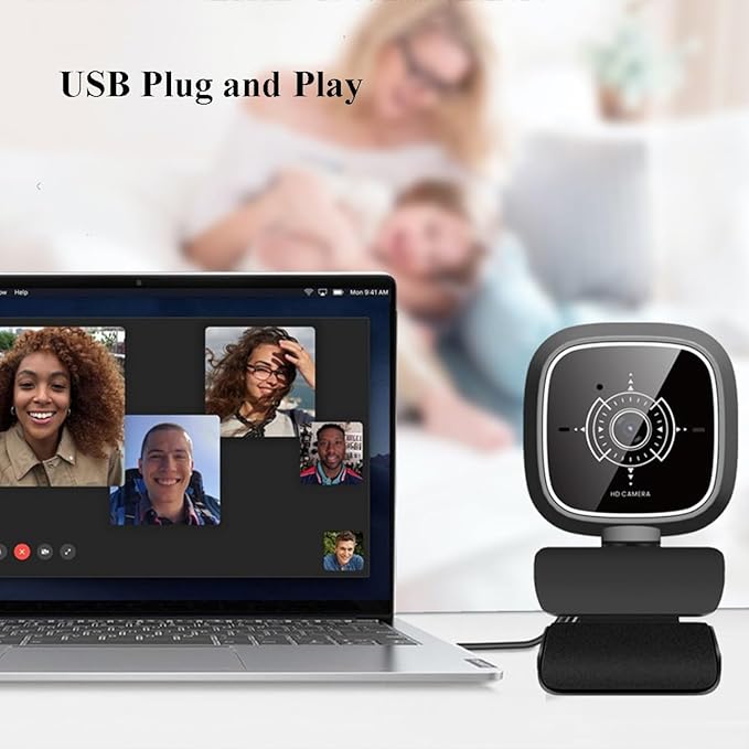 GIZNXBA 2k Streaming Webcam Auto Focus Noise-Canceling Microphone Adjustable Field of View PC Webcam for Creators Streamers Podcasters Meetings Video Calls