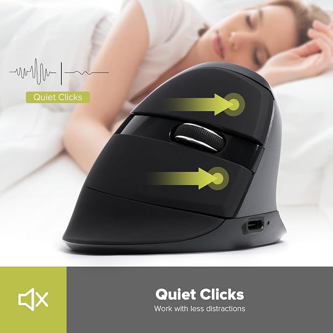 DELUX Wireless Ergonomic Mouse Vertical Mouse for Small Hands Silent Click Ergo Mouse Up to 4000 DPI 6 Buttons Rechargeable 2.4G/BT 5.2 Dual-Mode Compatible with Laptop/PC (M618MINI-Iron Gray)