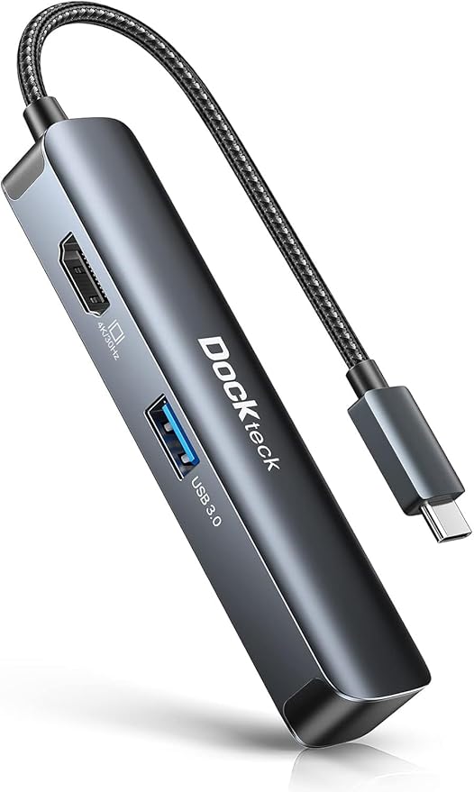 USB C Hub Multiport Adapter dockteck 5-in-1 USB-C Hub with 4K 30Hz HDMI SD/TF Card Slots 2* USB 3.0 5Gbps Data Ports for MacBook Pro MacBook Air iPad Pro XPS