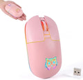 RGB Wireless Mouse Type-C Rechargeable Silent Buttons LED Breathing Light Cat Pattern for Laptop and Desktop