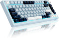 DstoPar Wireless Mechanical Keyboard75% Hot Swappable Gaming Keyboard with Multifunction knobRGB BacklitGasket StructurePBT Keycaps Bluetooth5.0/Type-C/2.4GK81 Mechanical Keyboard（Iceland Blue）
