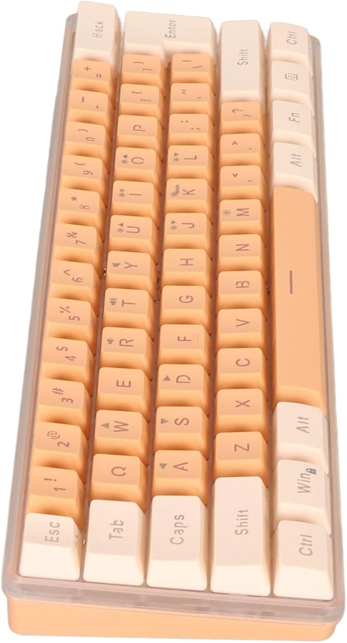 GOTOTOP 60% Wired Gaming Keyboard RGB Mini Keyboard with 6 Backlight Effects Compact 61 Keys Keyboard for 11 10 8 7 Vista USB Wired Plug and Play (Yellow Orange)