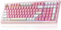 LEOBOG x Aula Gaming Keyboard Wireless Creamy Keyboard Bluetooth Computer Keyboards Ergonomic Pink Keyboard Full Size with Number Pad Light Up RGB Backlit Tri-Mode BT/2.4GHz/USB-C - K99