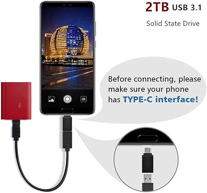 External SSD 1 TB 2 TB 4 TB 6 TB 8 TB Type-C Solid State Drive USB 3.1 540 M/S External Hard Drive for Windows 10 8 7 Vista XP/Mac OS 10.4 Linux Android