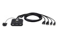 ATEN CS22HF 2-Port USB FHD HDMI KVM Switch Full HD 1080p 2 Computers 1 Monitor USB Peripherals Easy Hook Design Push-Button Remote Plug-and-Play Multi-Platform (Windows/Mac/Linux)
