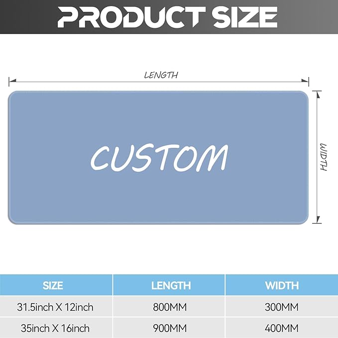 Custom Large Mouse Pad with Photo Personalized Desk Pad mat with Picture for Non-Slip Game Computer Mouse Mat Customized Office Supplies (35INCH x 16INCH)