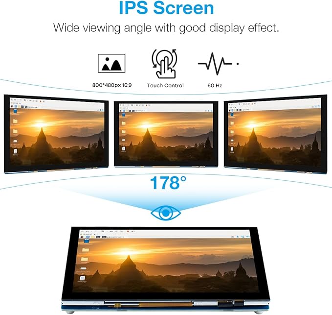 5 Inch Touchscreen IPS MIPI DSI Display Compatible with Raspberry Pi 5/4/3 800x480 Pixel Capacitive Screen Driver-Free Interface