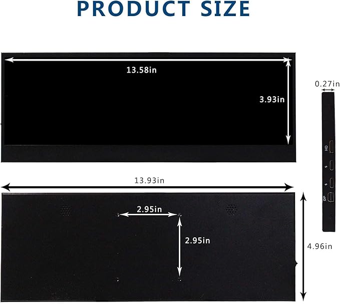 VSDISPLAY 14'' 14 Inch 3840x1100 IPS LCD Touchscreen 4K Display with USB-C Video Input and Dual Speakersfor DIY Stretched Bar LCD/Laptop Second Monitor
