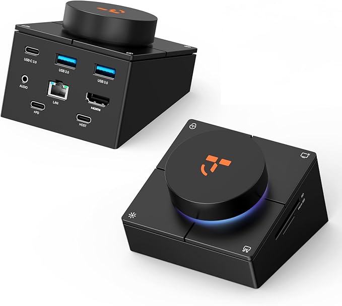TobenONE 10-in-1 Shortcut-Key Docking Station with 4 Shortcut Button and Volume Knob USB C Dock with 4K@60Hz HDMI 100W PD 3 USB Ethernet Audio SD/microSD for MacBook Windows Chrome Mac mini