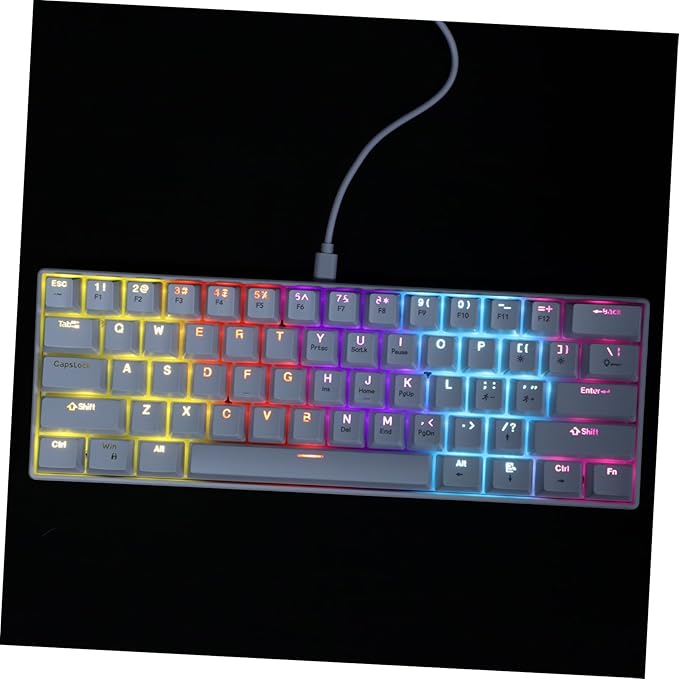 HOMSFOU RGB Backlit Mechanical Gaming Keyboard Keys Compact Wired Keyboard for Pc Laptop Ergonomic Design Portable Compatible with Various Laptops for Gamers