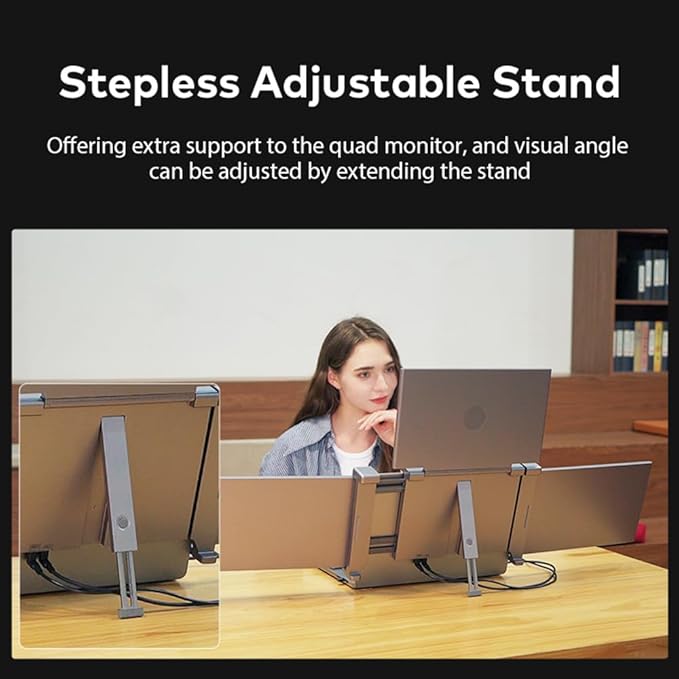 14 inches Lap Expansion Screen 1080P FHD Portable Quad-Screen Monitor able &amp Rotatable Design Driver Quick Installation with 1 Cable for 3 Displays for Windows MacOS for 13.6-17.3 inch Lap