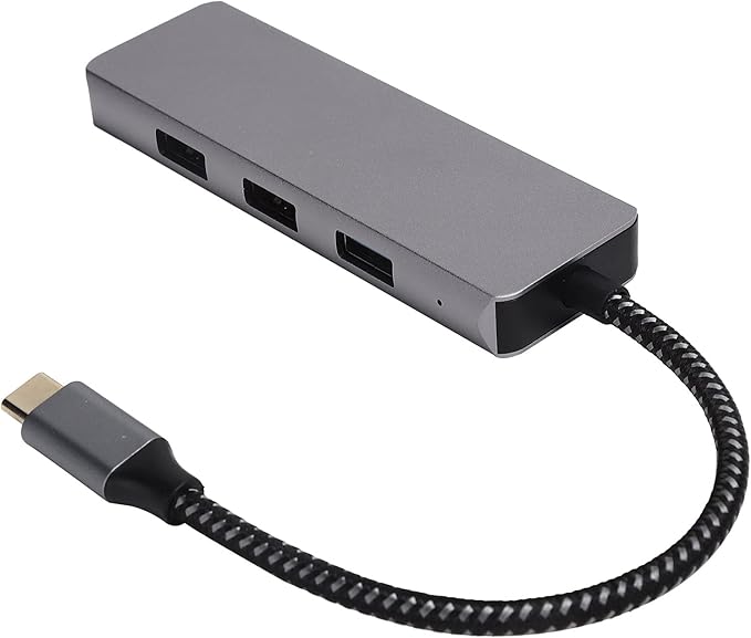 4 in 1 Type C Hub Docking Station Adapter USB2.0 USB3.0 Ports Aluminum Alloy Material 4K Resolution Support Multi Layer Shielded Wire for USB Flash Drives