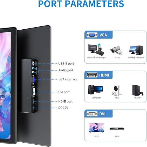 15.6 Portable Touchscreen Monitor FHD 1920×1080 IPS Ra Pi Touch Screen Monitor for Laptop HDMI VGA DVI 10-Point Touchable Display Support VESA Mount for Laptops PC Pi POS Kiosk Home Industrial