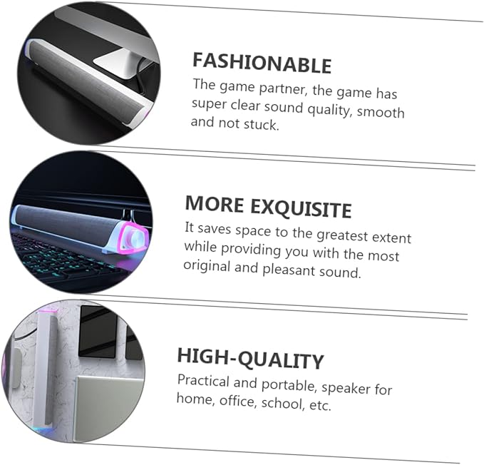 Surround Soundbar with Dual Speakers for Desktop Home Office Use Wired Music Player with Stylish Design and Outstanding Sound Quality Compatible with Computers and Devices