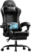 HLDIRECT Gaming Chair Ergonomic Video Game Seat with 360° Swivel &amp Lumbar Massage Computer Chair PU Leather Cushion for Adults Home/Office Use (Black)