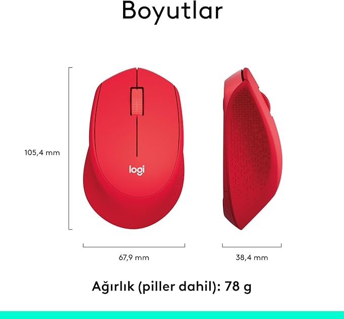 Logitech M330 Silent Mouse Wireless Red 910-004911 (Red)
