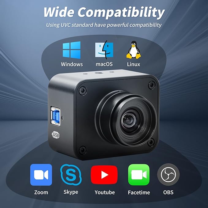 MOKOSE USB Camera 4K USB3.0 Manual Focus Webcam with 4.2mm Wide Angle Lens IMX678 1/1.8 8MP Sensor Support YUY2 Web Camera for Desktop Computer Laptop