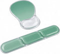 AUPET Ergonomic Gel Mouse Pad and Keyboard Wrist Rest Set Crystal Gel Cushion Support PU Base Smooth Tracking Surface Easy to Clean Desk Accessories for Office Home Laptop (Gradient Mint Green)